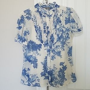 Sheer blouse with blue flowers, Victorian style